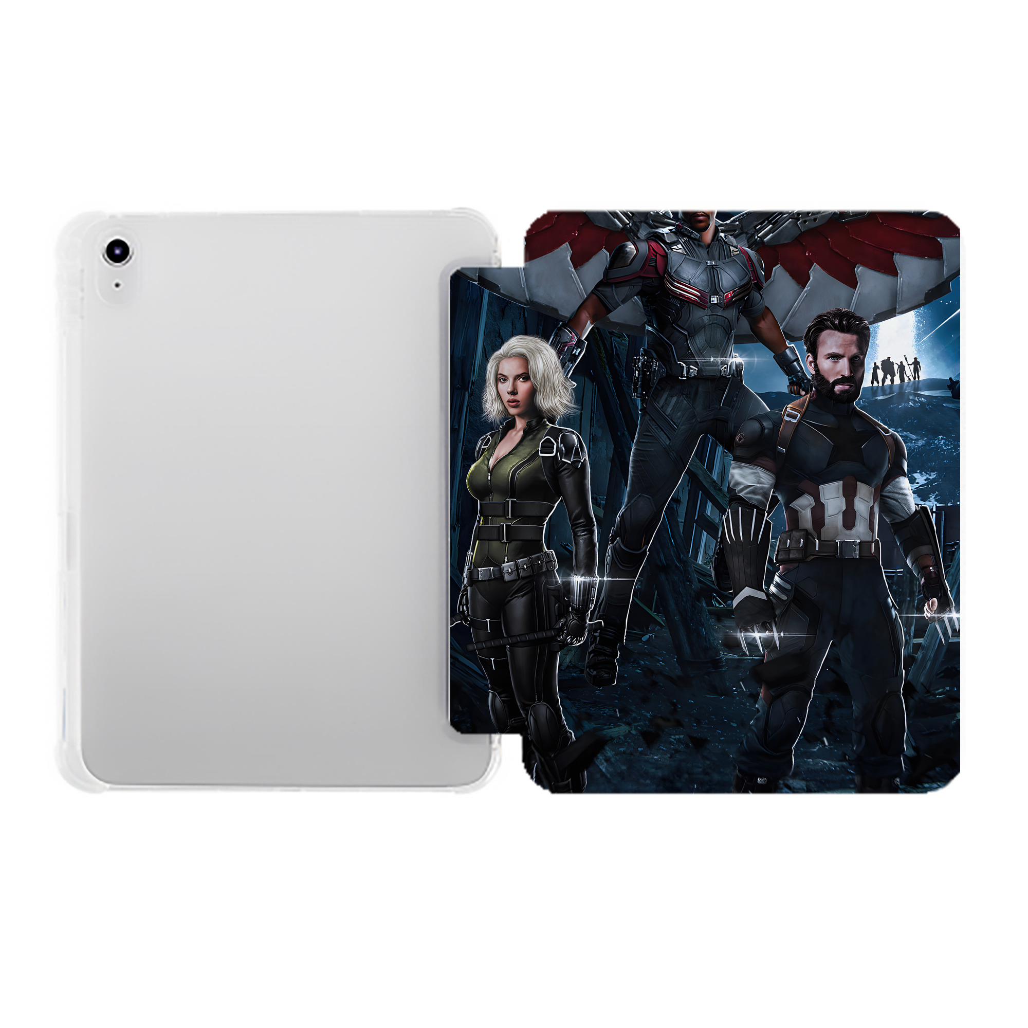 （画像用） アベンジャーズ The Avengers IPad ケース ペン収納付き 三つ折りスタンド PUレザー×シリコン 対応機種9.5/10.5/10.9インチ